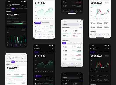 Investment Tracker light x dark animation app bitcoin charts crypto dashboard ethereum finance fintech investments iphone mobile mobile app motion graphics portfolio product design saas stocks ui wallet