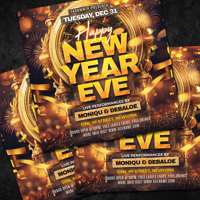 New Year Eve Flyer Template event flyer holiday new poster psd