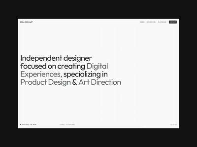 Mike Mitchell Portfolio Template design framer portfolio template ui website
