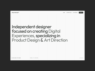 Mike Mitchell Portfolio Template design framer portfolio template ui website