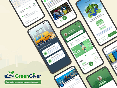 GreenGiver - Trash Pickup Mobile App community figma mobile app prototype recycling ui ux