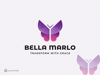 BELLA MARLO Cosmetics Logo Design adobe illustrator beauty logo brand identity branding butterfly cosmetics design gradient graphic design graphic designer iconic illustration logo logo design modern skin care spa ui ux women