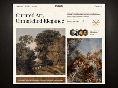 Art Gallery Hero Section Web Design art gallery hero section ui web design