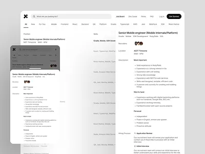 X-Team Hiring Platform - Job Details branding clean design desktop desktop design hiring hiring platform job board light minimal minimalist mobile mobile design platform typography ui ux website website design whitespace