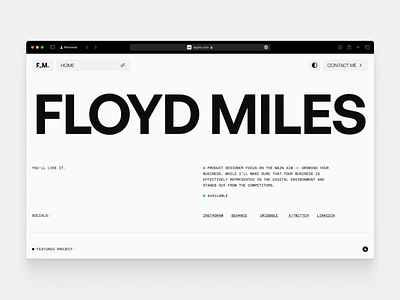 Floyd Miles Designer Portfolio Template Light Version agency branding business portfolio creative creative agency creative portfolio design designer portfolio framer framer template illustration landing page modern portfolio ui ux webflow website portfolio