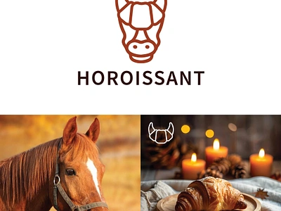 Horse + Croissant Minimal Logo branding graphic design logo