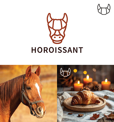 Horse + Croissant Minimal Logo branding graphic design logo