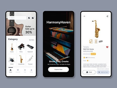 Musical Instrument Shop App app store e commerce mobile app music ui ux