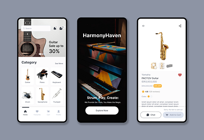 Musical Instrument Shop App app store e commerce mobile app music ui ux