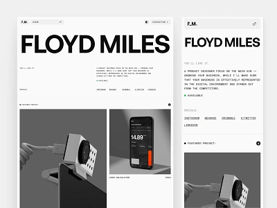 Floyd Miles Designer Portfolio Template Light Version agency branding business portfolio clean creative design designer portfolio framer framer template illustration landing page minimal modern portfolio template ui ux webflow webflow template website portfolio