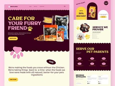 🐾 Paw Plates - Pet Food Website Design🐾 animallovers creativedesign designinspiration dribbbleshowcase ecommercedesign furryfriends moderndesign pasteldesign petcare petfood petwebsite responsivedesign uiuxdesign uxdesign visualdesign webdesign webdevelopment