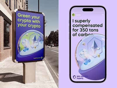 Superly Identity and Marketing Design 3d advertising banner branding carbon offset crypto design digital marketing ecology environment graphic design identity design illustration logo marketing nft posters social media marketing ui ux