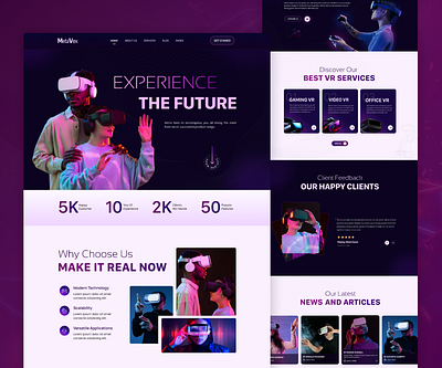 Metavex Virtual Reality Website business contact us entertainment figma footer future graphic design hero section illustration jannat bristy landing page tech technology ui uiux design video games virtual reality vr website