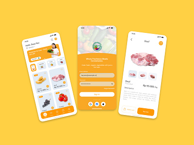 FreshMart - Grocery Shopping App UI Design appdesign designinspiration dribbbleshots ecommerce figmadesign freshfood groceryapp minimalistdesign mobileapp mobileinterface productdesign shoppingapp ui uidesign userexperience userinterface ux