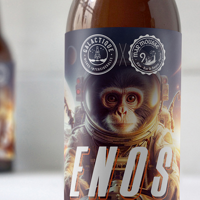 "ENOS" beer label for Galactique brewery & Mar'Mousse beer brand design brand identity branding craft beer craft brewery design graphic design logo