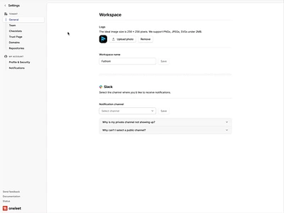 Settings Views - Oneleet Security & Compliance Platform compliance design dialog figma form members modal notifications oneleet preferences product design saas security settings theme ui design video web web ui