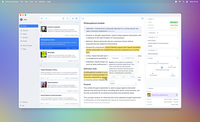 Smart note-taking app for power users app concept macos ui