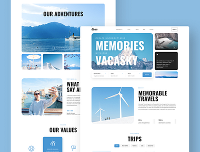 Homepages Vacasky – Clean Modern Tour & Travel Agency Website clean design creative market cyber sale explore the world modern website tour and travel tourism business travel agency travel booking travel dashboard travel lovers travel website ui inspiration ui showcase ui trends ux design vacation planner web design inspo website template website ui