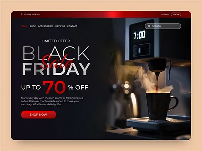 Custom Website Design for Black Friday Coffee Deals blackfriday2024 blackfridaydeals coffee coffeemaker design dribbbleconcept figma minimalistdesign site ux web design website