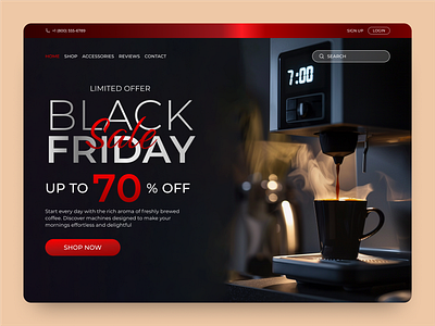 Black Friday Coffee Deals Website blackfriday2024 blackfridaydeals coffee coffeemaker design dribbbleconcept figma minimalistdesign site ux web design website