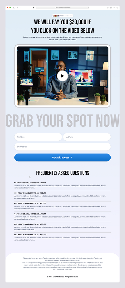 Marketing Sales Page: Template 1 clean design figma landing page marketing saas sales ui vsl