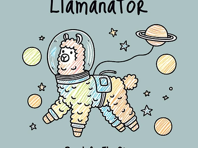 Llamanator cartoon funny kittl kittldesign llama print on demand space t shirt t shirt design