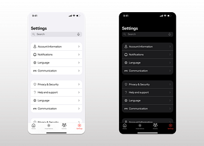 Daily UI 007 (Settings page) app design daily ui dark mode figma light and dark mode light mode mobile app settings settings page ui