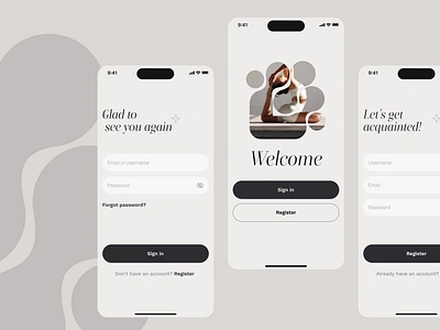 Design concept for wellness mobile app app authorization design meditation mobile registration screens sign in sign up sport ui ux wellness yoga