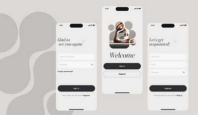 Design concept for wellness mobile app app authorization design meditation mobile registration screens sign in sign up sport ui ux wellness yoga