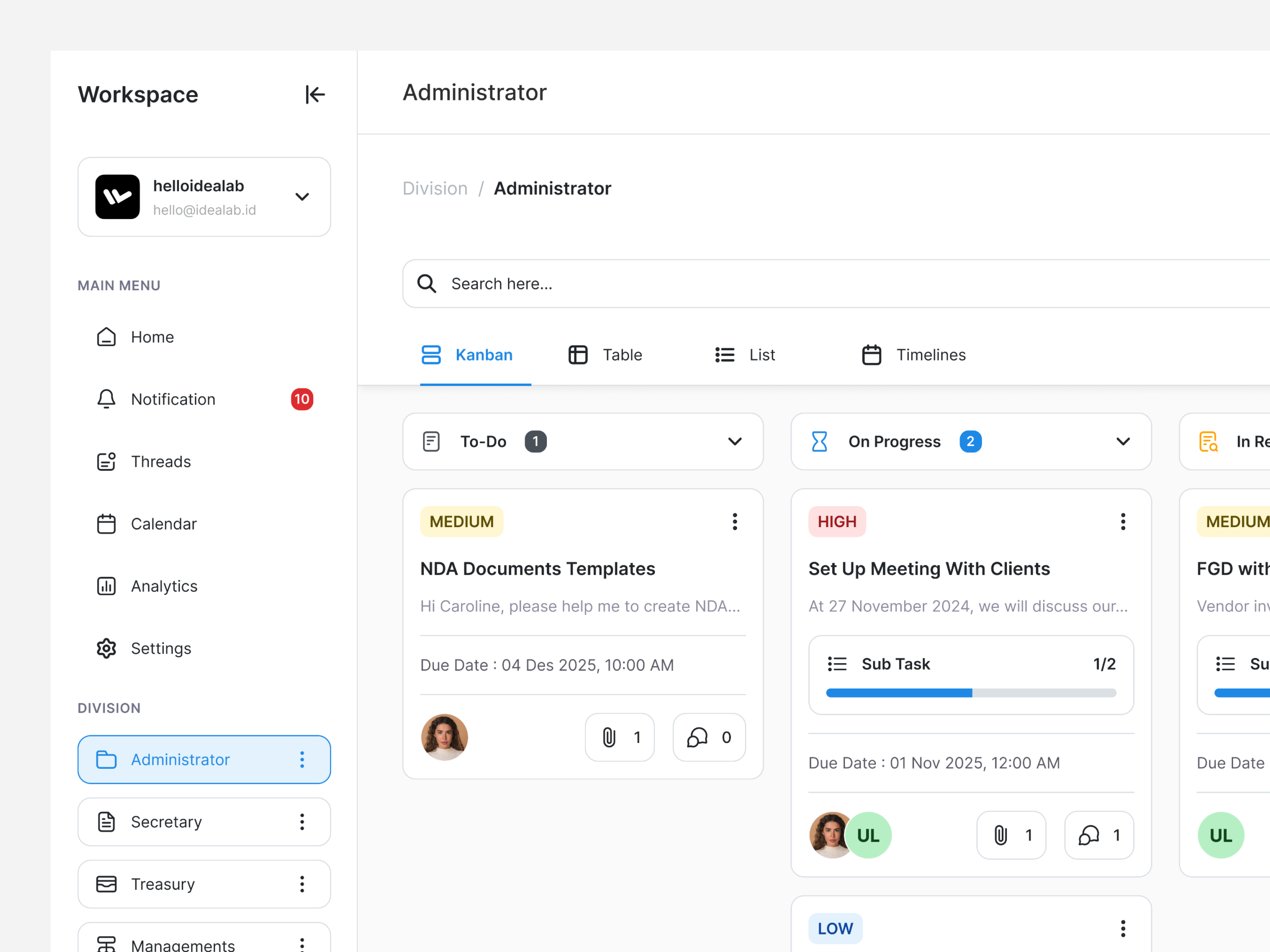 Workspace - Task Managements System app dashboard desktop product saas ui ux website