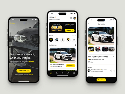 Car Rental App car car rental app carrental design minimal mobile app ui uidesign uiux