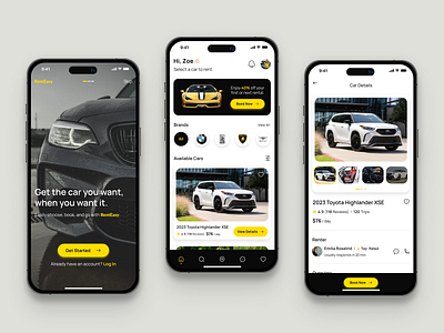 Car Rental App car car rental app carrental design minimal mobile app ui uidesign uiux