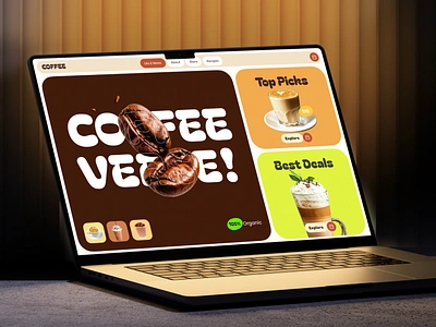 Coffee shop hero section design | Fibo Studio cafe coffee coffee bean coffee cup coffee shop cup drink ecommerce fibo studio food food order helloshams hero section landing page order shopify store ui.ux design website design woocommerce