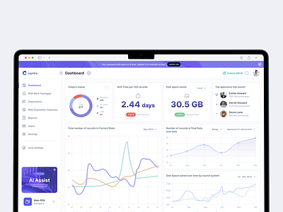 Dashboard UI UX admin panel app design chart clean design dark mode dashboard data visualisation design system desktop app donut chart line chart minimal design moder ui pie chart responsive saas ui design user experience user interface web app