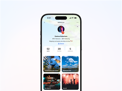 Spot - Profile 😃 app cards clean glassmorphism ios map mobile app product design ui user profile