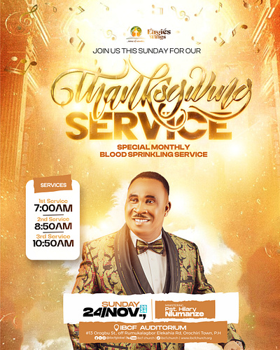 Thanksgiving Service Flier 3d animation branding graphic design logo motion graphics ui