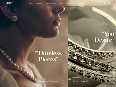 Ballerina branding design dranding figma glassmorph illustration jewelry landing page modern ui typography ui ux web design