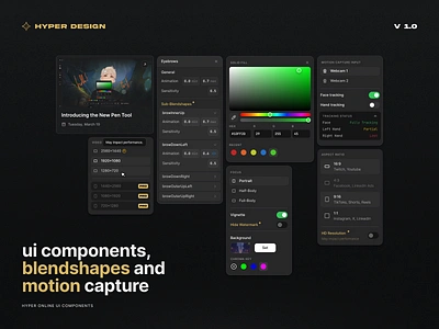 UI Components — Blendshapes, Aspect ratio, Motion Capture components dark dark mode dark ui darkmode dashboard minimal minimalism navigation product design toolbar ui ui design user interface ux