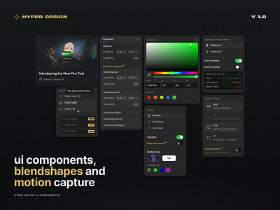 UI Components — Blendshapes, Aspect ratio, Motion Capture components dark dark mode dark ui darkmode dashboard minimal minimalism navigation product design toolbar ui ui design user interface ux