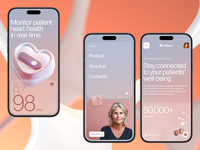 VitalHeart - Responsive website design for the MedTech company 3d design landing page medtech mobile product website promo landing responsive ui ui design user interface ux web web design website website design