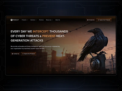 Cybersecurity Threat Intel Corporate Website crow cyber cybersecurity dark design marketing threat ui website