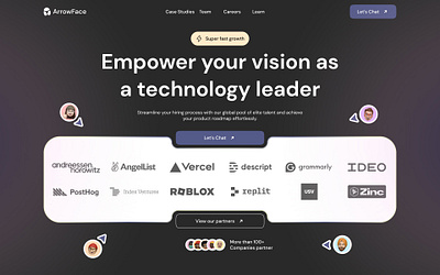 Landing Page for Tech Leaders Dark Theme hero hero page innovation landingpage ui