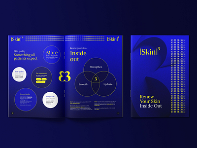 [Skin]³ – Bold and vibrant brochure design a4 a4 brochure blue branding brochure design electric graphic design health letter letter brochure magazine medical print print design round skin skincare vibrant yellow