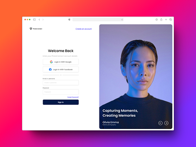 Page Login app design site ui ux web