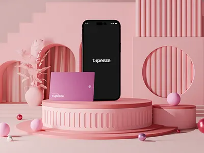 Tapeeze 3d app banking branding card graphic design illustration pink