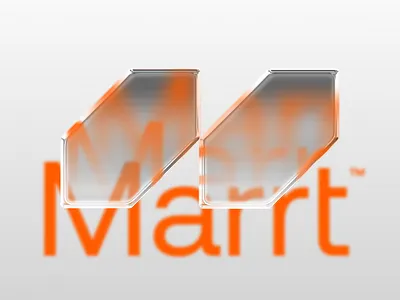 Marrt Studio Glass Logo Mockup apple branding geometrical glass graphic logo minimal mockup orange simple