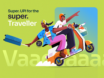 Celebrating the ‘Super’ in everyone. branding character finance fintech graphic design illustration india money rewards scooter series travel vacation vector