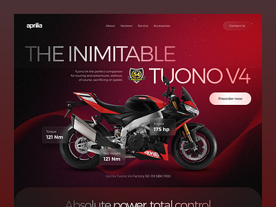 Website for a Aprilia Tuono aprilia branding design ui ux web website