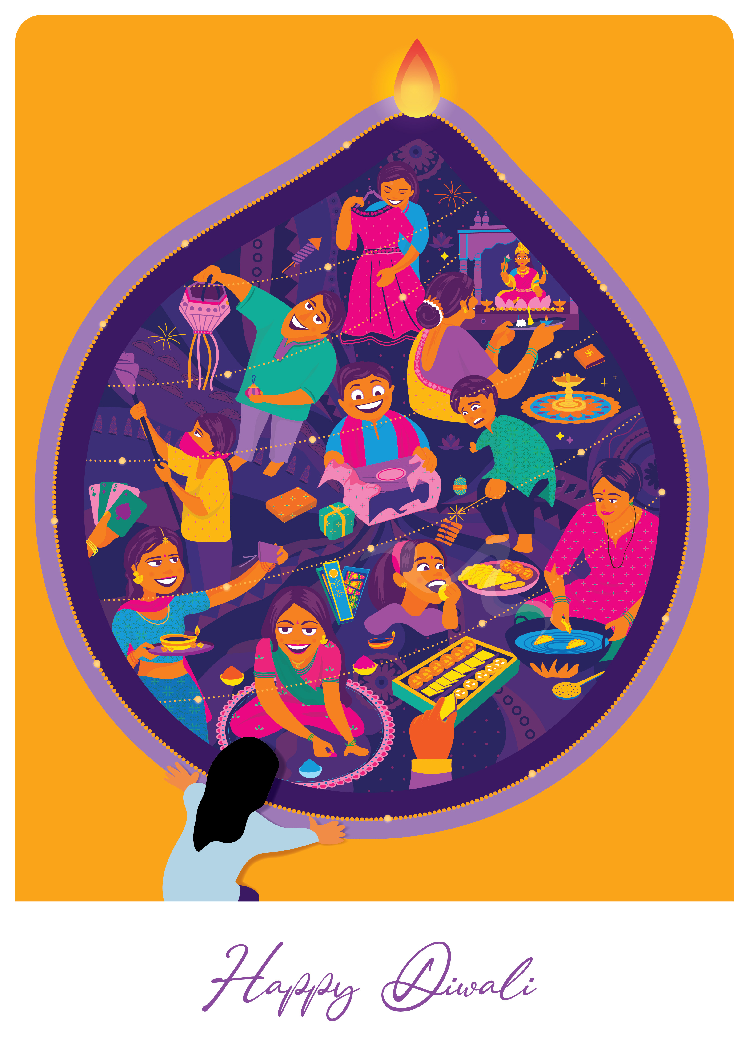 Reflections of Diwali Joy animation digit digital art graphic design illustration motion graphics