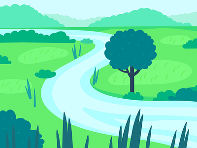 River | "MindLlama" App Locations Set app illustration background branding design digital art graphic green illustration illustration art landscape location nature river ui vector vector art